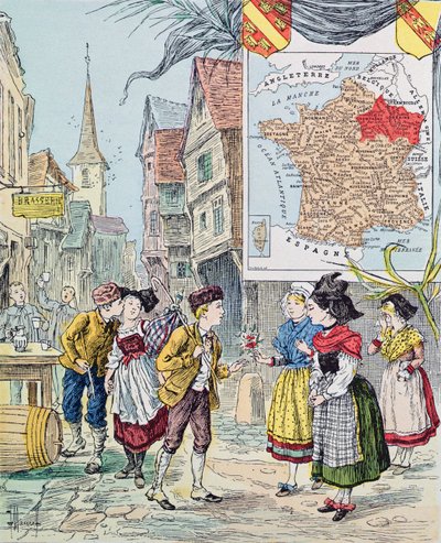 Alsace-Lorraine, Illustration for Le Tour de France by Marie de Grandmaison, 1893 by J. Maurel